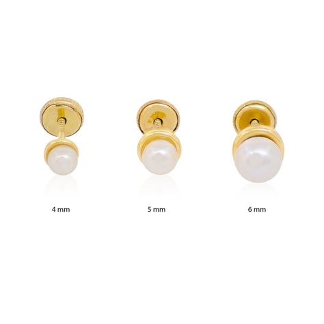 Aros de Oro 18kt  Tipo Perla Cultivada de 3.0mm a 3.5mm-2