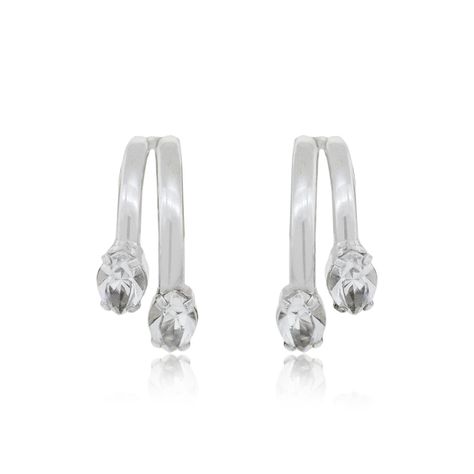 Aros de Plata Esterlina 925 Argollas Doble Circon-0