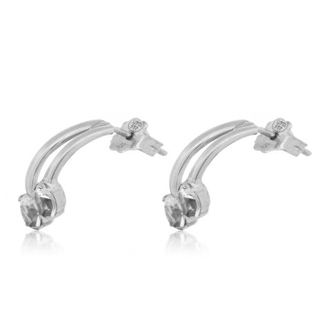 Aros de Plata Esterlina 925 Argollas Doble Circon-2