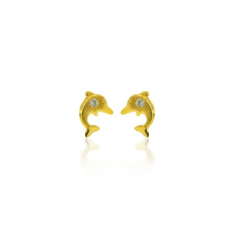 Aros de Oro 18kt Delfín y Circones 1,0mm-0
