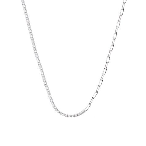Collar de Plata Esterlina 925 Eslabones Circon-0