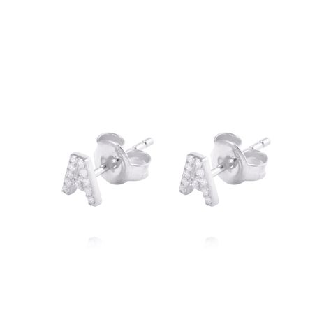 Aros de Plata Esterlina 925 Letra A-0
