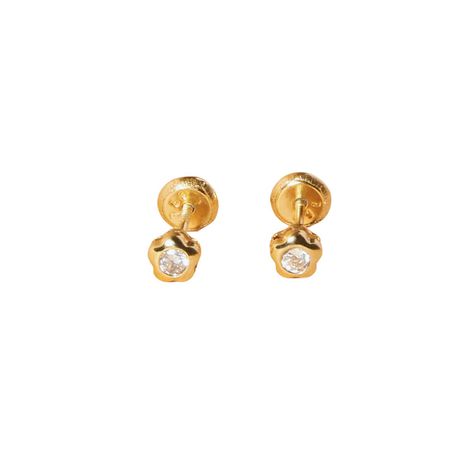 Aros de Oro 18kt Flor Pequeña en Circonita-0