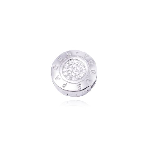 Dije de Plata broche Botón con Circonita-0