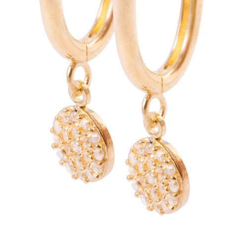 Aros de Oro 18kt Botón Colgante-1