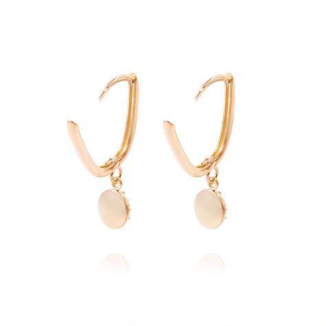 Aros de Oro 18kt Botón Colgante-2