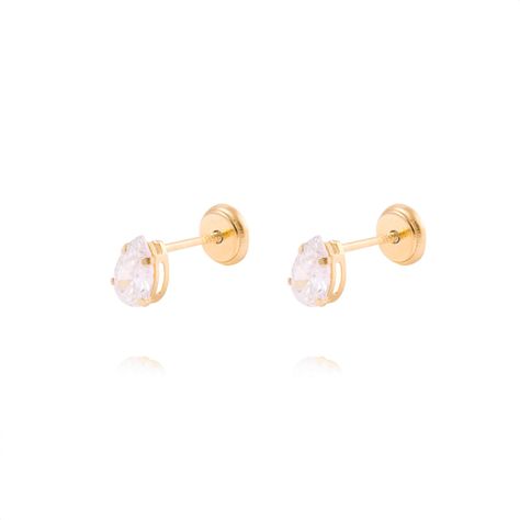 Aros de Oro de 18kt Circón 4X6-0