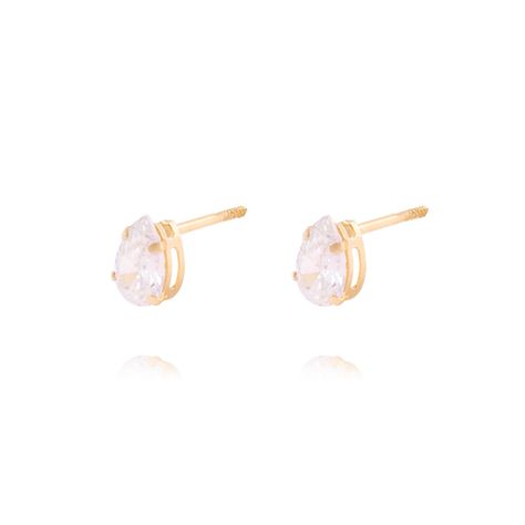 Aros de Oro de 18kt Circón 4X6-1