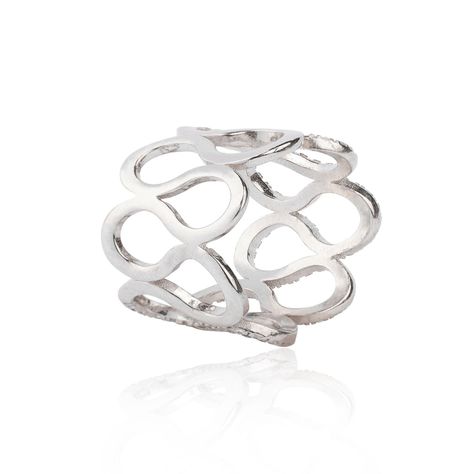Anillo de Plata Esterlina 925 Ondas Circon-2