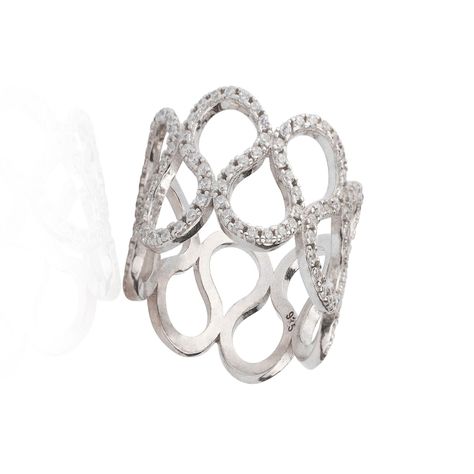 Anillo de Plata Esterlina 925 Ondas Circon-1