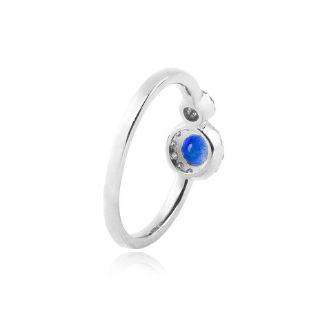 Anillo Oro Blanco 18kt  Diamantes de 15 Pts y 42 Pts Zafiro-2