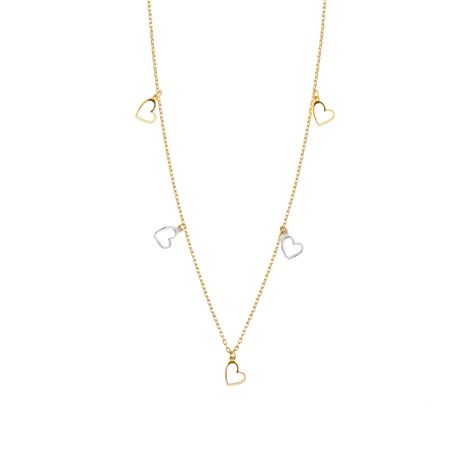 Collar de Oro 18kt  Corazones Tricolor-0