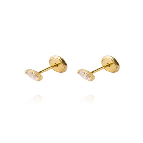 Aros de Oro 18kt Pepita de Circon 4mm-0