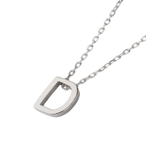 Collar de Plata Esterlina 925 Letra D-1