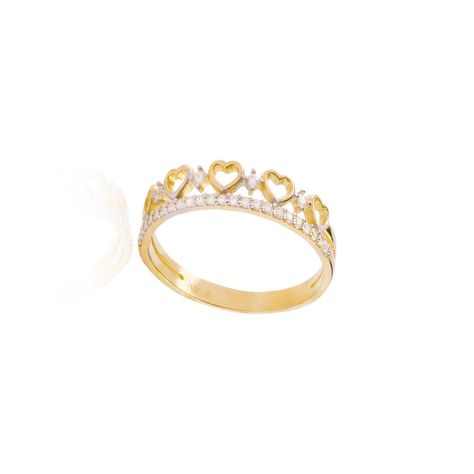 Anillo de Oro 18kt Corona Corazones-2