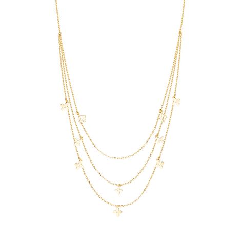 Collares de Oro 18kt Modelo 3 Cadenas y Flores Colgantes-2