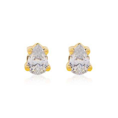Aros de Oro 18kt Forma Gota Circonita-0