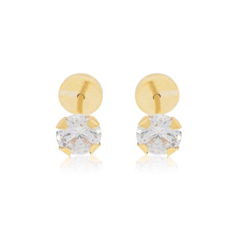 Aros de Oro 18kt Circón 4,0mm Modelo Abridor-0