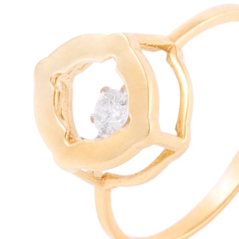 Anillo de Oro de 18kt con brillante de 10 puntos-1