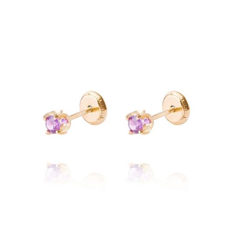 Aros de Oro 18kt Amatista 3MM-0