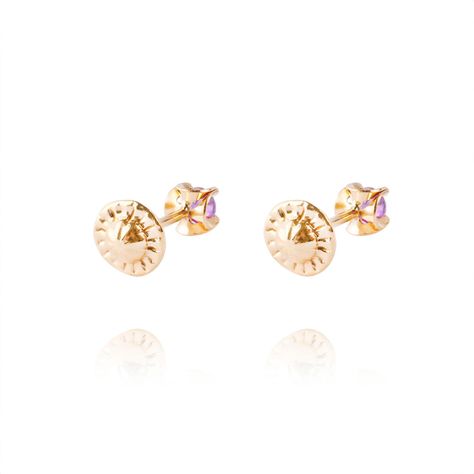 Aros de Oro 18kt Amatista 3MM-2