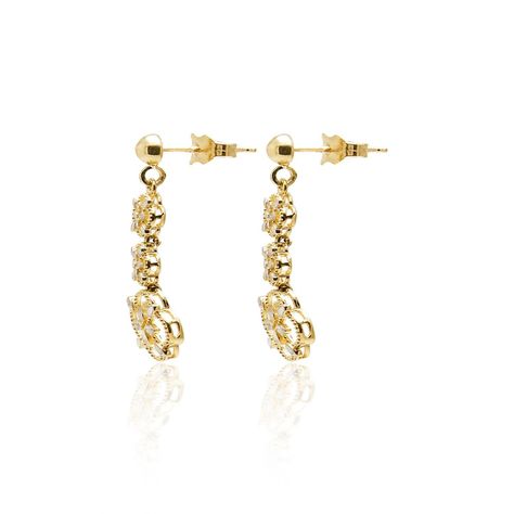 Aros de Oro 18kt Tres Flor Bitono-2