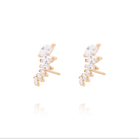 Aros de Oro de 18kt Hojitas de circones-1