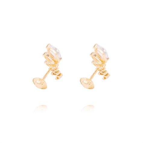 Aros de Oro de 18kt Hojitas de circones-2