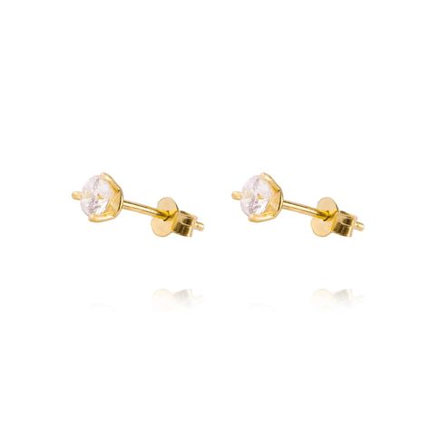 Aros de Oro 18kt Circon 4mm Tres Grifas-0