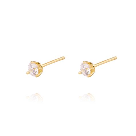 Aros de Oro 18kt Circon 4mm Tres Grifas-1