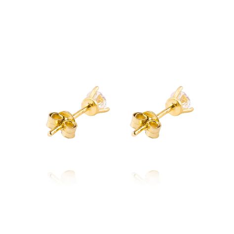 Aros de Oro 18kt Circon 4mm Tres Grifas-2