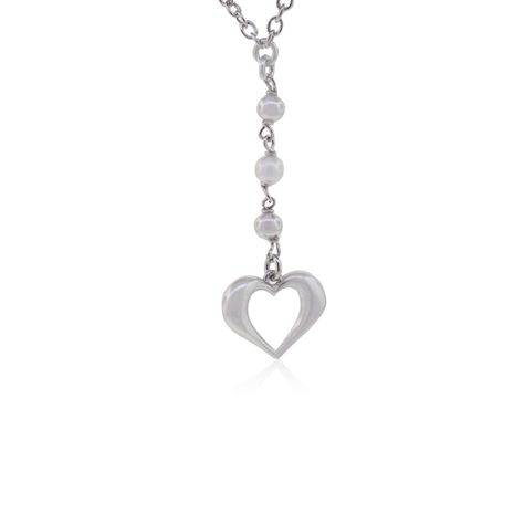 Collar de Plata Esterlina 925 Corazón Perlas-1