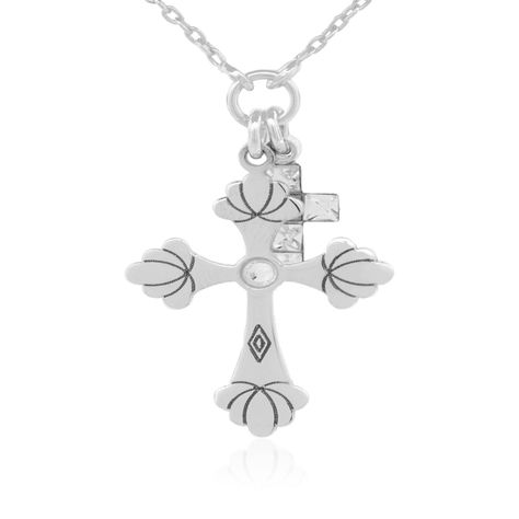 Collar de Plata Esterlina 925 Doble Cruz-1
