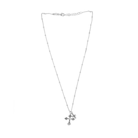 Collar de Plata Esterlina 925 Doble Cruz-2