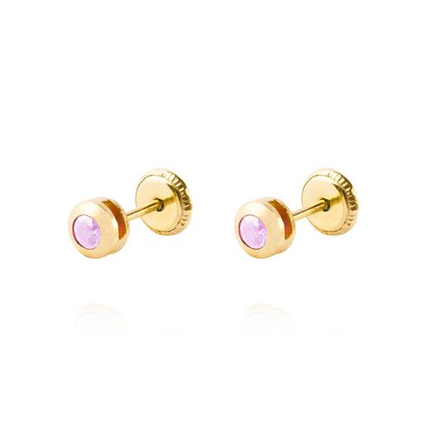 Aros de Oro 18kt Punto de Luz 2,5mm Amatista-0