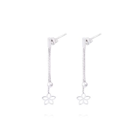 Aros de Plata Esterlina 925 Colgante Flor y Esfera-0