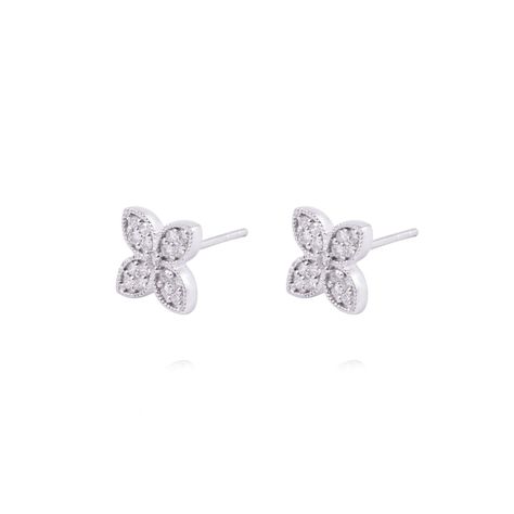 Aros de Oro 18 kt Trébol 32 puntos de diamante-0
