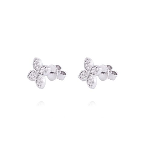 Aros de Oro 18 kt Trébol 32 puntos de diamante-1