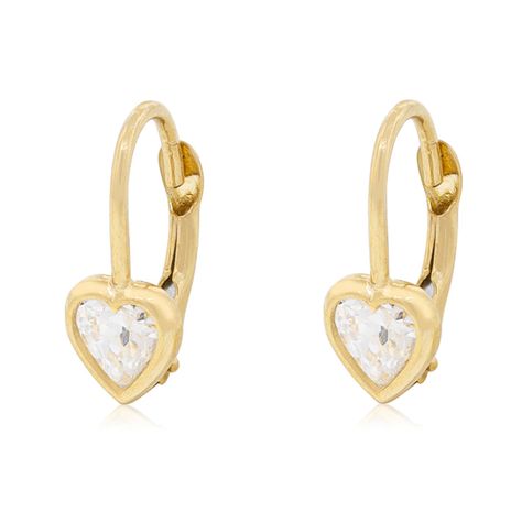 Aros Oro Amarillo 18kt Corazón Colgante Broche Clip-1