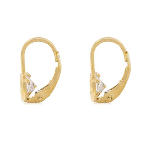 Aros Oro Amarillo 18kt Corazón Colgante Broche Clip-2