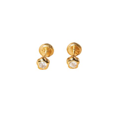 Aros de Oro 14kt Flor Circon-0