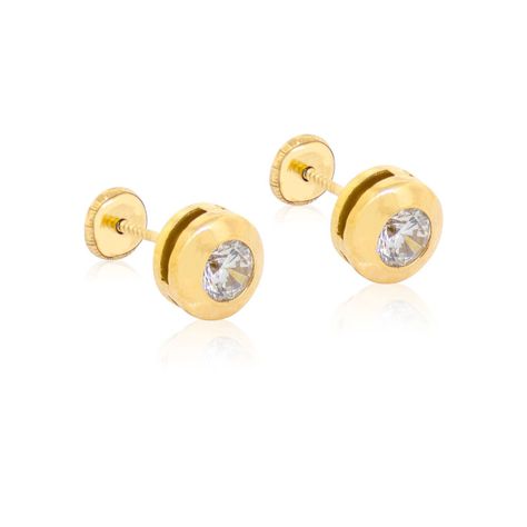 Aros de Oro 18kt Con Circones 4mm Punto De Luz-1