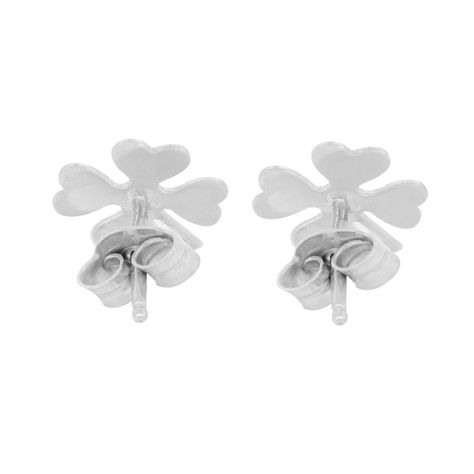 Aros de Plata Esterlina 925 Trebol 4 Hojas-2