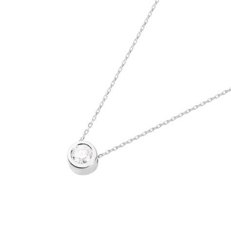 Collar Oro Blanco 18kt Diamantes de 8 Pts Punto de Luz-0