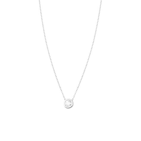Collar Oro Blanco 18kt Diamantes de 8 Pts Punto de Luz-2