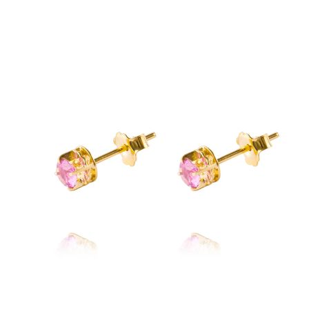 Aros de Oro 18kt Chatón Rosa de Francia Circonita 4mm-0