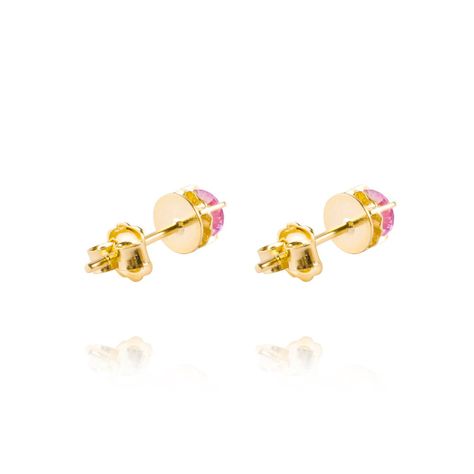Aros de Oro 18kt Chatón Rosa de Francia Circonita 4mm-2