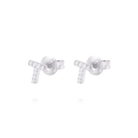 Aros de Plata Esterlina 925 Letra T-0