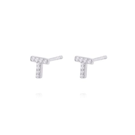 Aros de Plata Esterlina 925 Letra T-1