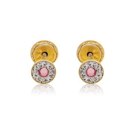 Aros de Oro 18kt Circulo de Rosa de Francia-1